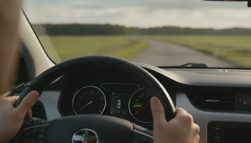 Tableau de bord de voiture avec indicateur de consommation de carburant en gros plan